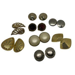 Vintage Lot of 1980's Gold tone Earrings, 8 pairs